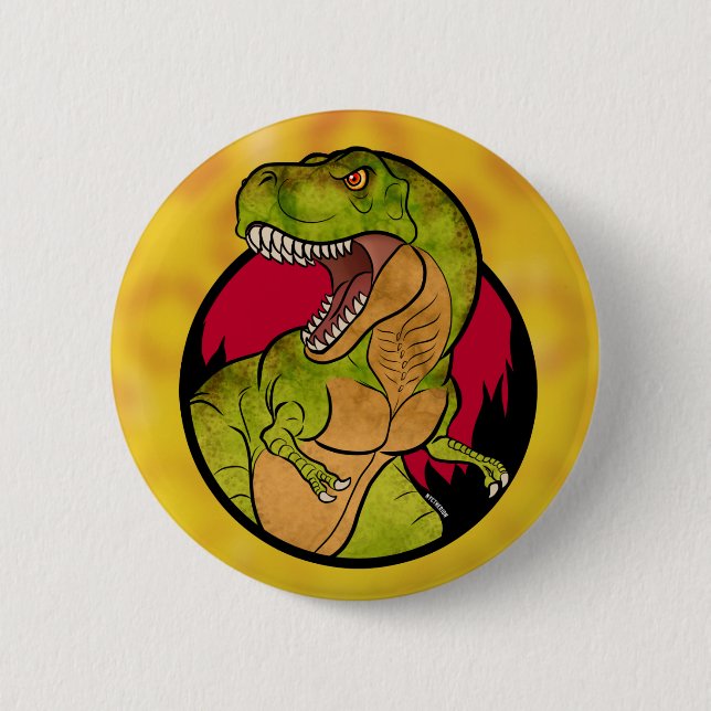 T-Rex red background 6 Cm Round Badge (Front)