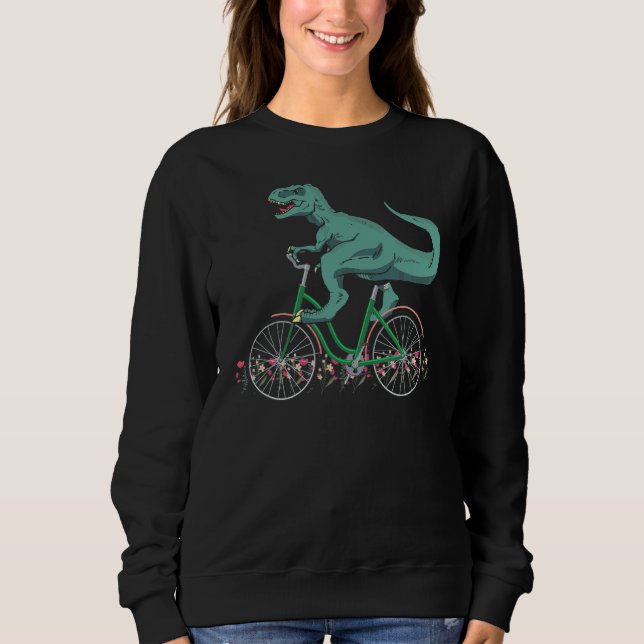 T Rex Riding A Bike   Trex Dinosaur Bicycle Rider Sweatshirt (Front)