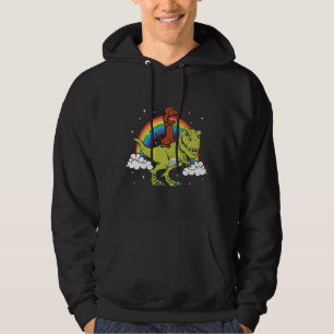 T Rex Riding Dachshund Dog  Amp Present Hoodie