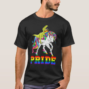 T-Rex Riding Unicorn Pride Lgbt Flag Matching Gay T-Shirt