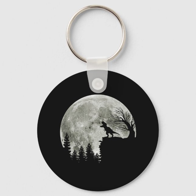 T-rex Roar On Mountain Halloween Moon Gift Key Ring (Front)