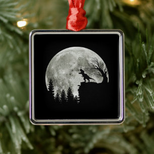 T-rex Roar On Mountain Halloween Moon Gift Metal Ornament