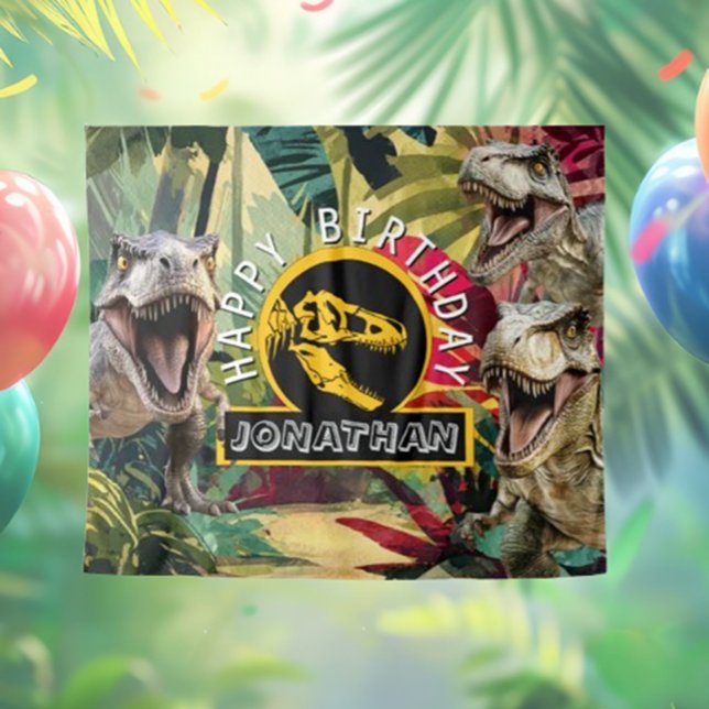 T rex  Roaring Good Time Backdrop Tapestry ( Unleash your imagination and celebrate with roaring fun, vibrant dino-themed decor)