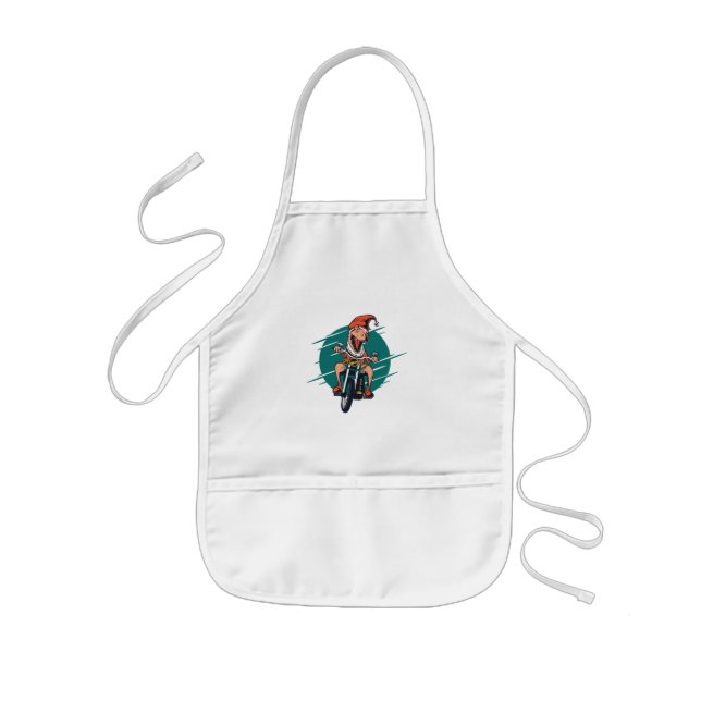 T Rex Santa Biker Kids Apron (Front)