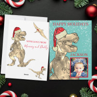 T Rex Santa Dinosaur Photo Personalised Kids