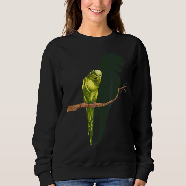 T Rex Shadow Blue Budgie Memes Parakeet Bird Sweatshirt (Front)