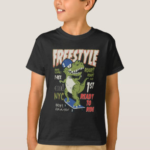 T-rex Skateboarding Funny Graphic T-Shirt