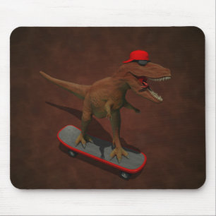 T Rex Skateboarding Mouse Pad