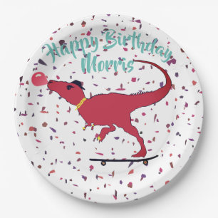 T-rex skater paper plate