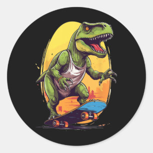T-rex Skater - Skateboard Skateboarder Skateboardi Classic Round Sticker