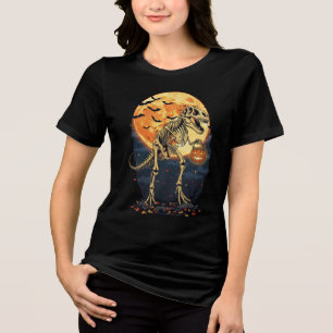 T-Rex Skeleton Halloween T-Shirt – Dinosaur with P Tri-Blend Shirt