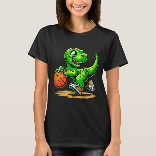 T-rex Sketll Player Dinosaur  T-Shirt (Front)