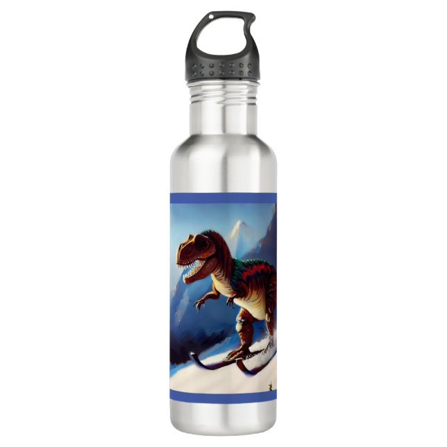 T Rex Skiing 710 Ml Water Bottle (Front)