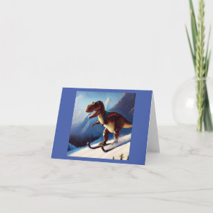 T Rex Skiing Card