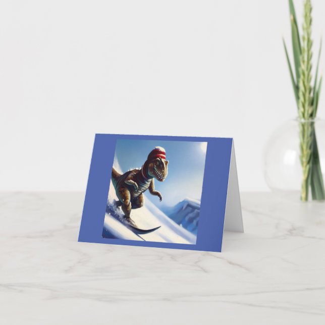 T Rex Snowboarding Card (Front)