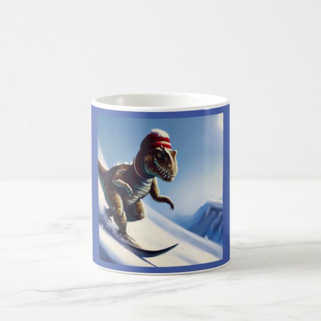 T Rex Snowboarding Coffee Mug (Center)