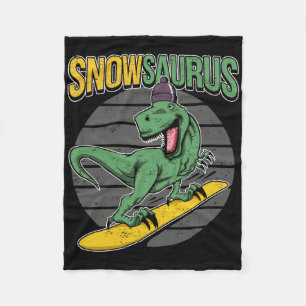 T-rex Snowboarding Dinosaur Snowboard Fleece Blanket