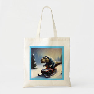 T Rex Snowmobile Tote Bag