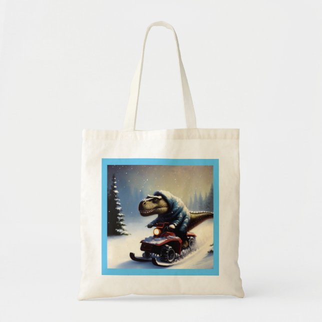 T Rex Snowmobile Tote Bag (Front)