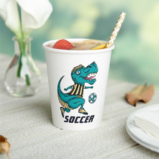 T-Rex Soccer Player Sports Paper Cups (Insitu)