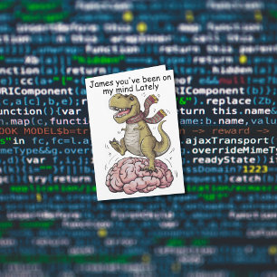 T-Rex standing on brain Card