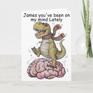 T-Rex standing on brain Card