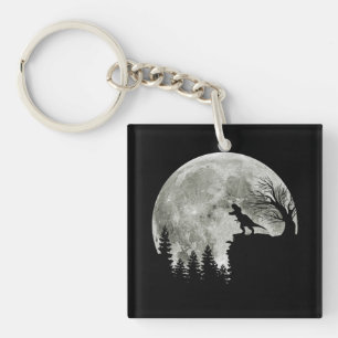  T Rex Standing On Mountain Moonlight Halloween Key Ring