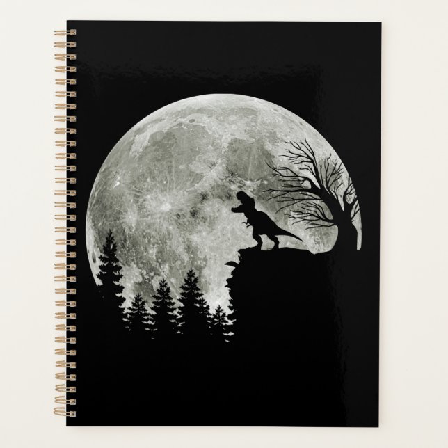  T Rex Standing On Mountain Moonlight Halloween Planner (Front)