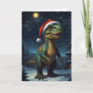 T-Rex Starry Night Christmas Dinosaur Custom Card