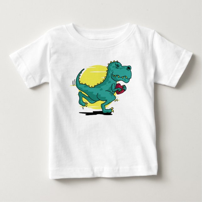T-Rex Steals Hearts Baby T-Shirt (Front)