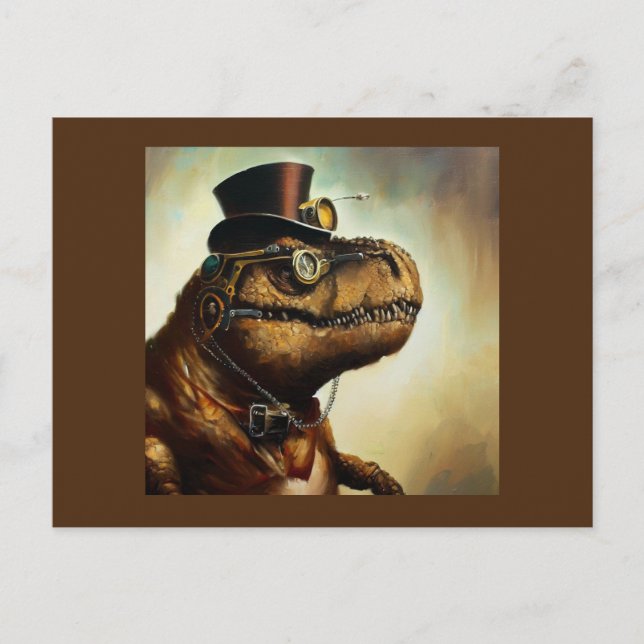 T Rex Steampunk Postcard (Front)