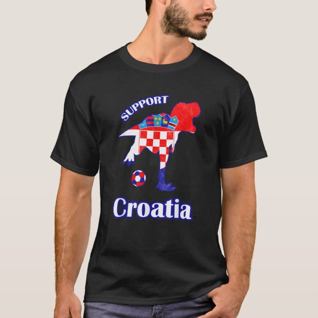 T Rex Support Jersey Croatia Soccer 2018 Boys Gift T-Shirt (Front)