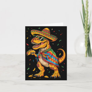 T-rex taco fiesta cinco de mayo dino in sombrero card