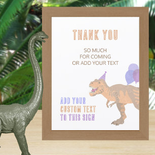 T-Rex Tan Dinosaur Birthday Fully Editable Sign