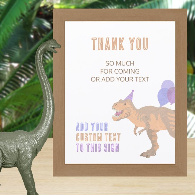 T-Rex Tan Dinosaur Birthday Fully Editable Sign (With three text sizes, this budget dinosaur birthday party sign is ready to be customized by you)