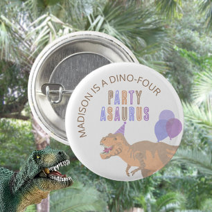 T-Rex Tan Party Asaurus Cute Dinosaur Birthday 3 Cm Round Badge