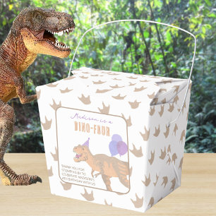 T-Rex Tan Thank You Birthday Dino Party Favour Box