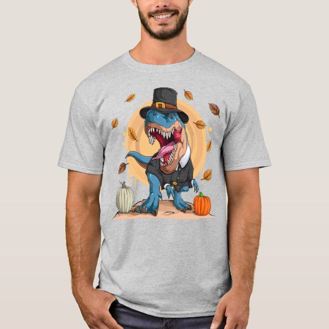 T-Rex Thanksgiving Pilgrim T-Shirt (Front)