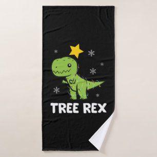 T-Rex - Tree Rex fairy lights star snowflake   Bath Towel