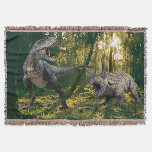 T.Rex-Triceratops Throw Blanket