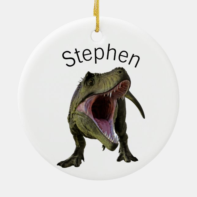 T-rex Tyrannosaurus Dinosaur Personalised Ceramic Ornament (Back)