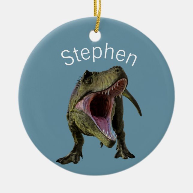 T-rex Tyrannosaurus Dinosaur Personalised Ceramic Ornament (Front)