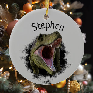 T-rex Tyrannosaurus Dinosaur Personalized Ceramic Ornament