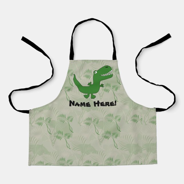 T-Rex Tyrannosaurus Rex Dinosaur Cartoon Kids Boys Apron (Front)