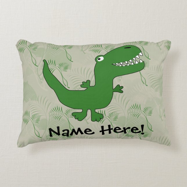 T-Rex Tyrannosaurus Rex Dinosaur Cartoon Kids Boys Decorative Cushion (Front)