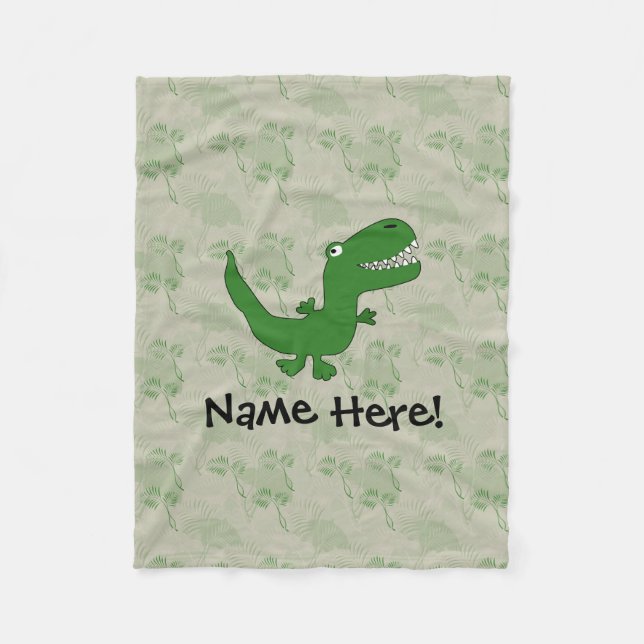 T-Rex Tyrannosaurus Rex Dinosaur Cartoon Kids Boys Fleece Blanket (Front)