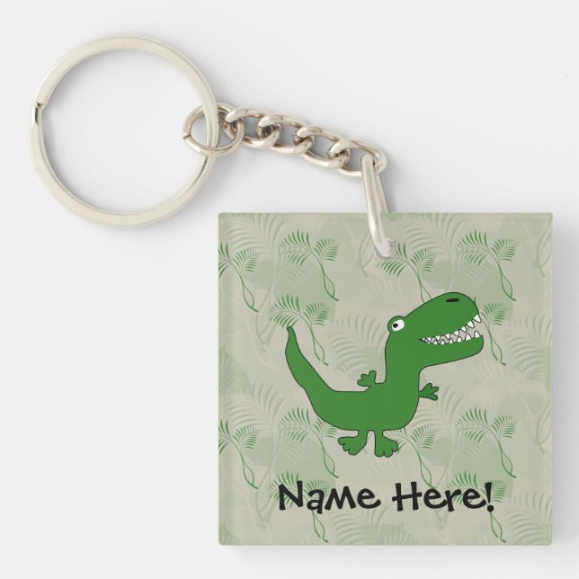 T-Rex Tyrannosaurus Rex Dinosaur Cartoon Kids Boys Key Ring (Front)