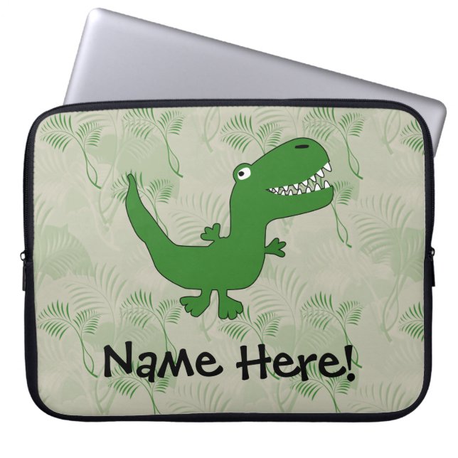 T-Rex Tyrannosaurus Rex Dinosaur Cartoon Kids Boys Laptop Sleeve (Front)