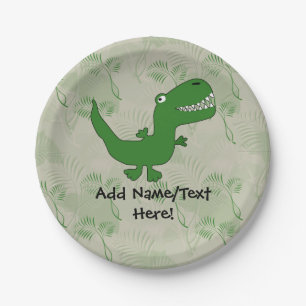 T-Rex Tyrannosaurus Rex Dinosaur Cartoon Kids Boys Paper Plate