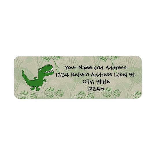 T-Rex Tyrannosaurus Rex Dinosaur Cartoon Kids Boys Return Address Label
